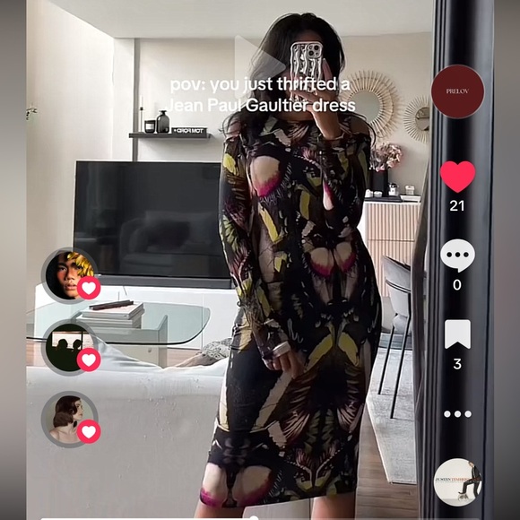 Jean Paul Gaultier Dresses & Skirts - Y2k RARE Vintage Jean Paul Gaultier Soleil Fuzzi Butterfly Mid Length Dress XL